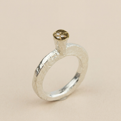 Bague fine Luna Essence en argent 925 et or 18K avec diamants naturels – Collection LUNA – Mikaël Coutand
