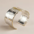 Bracelet manchette Luna Magna argent et or artisanal, vue de face